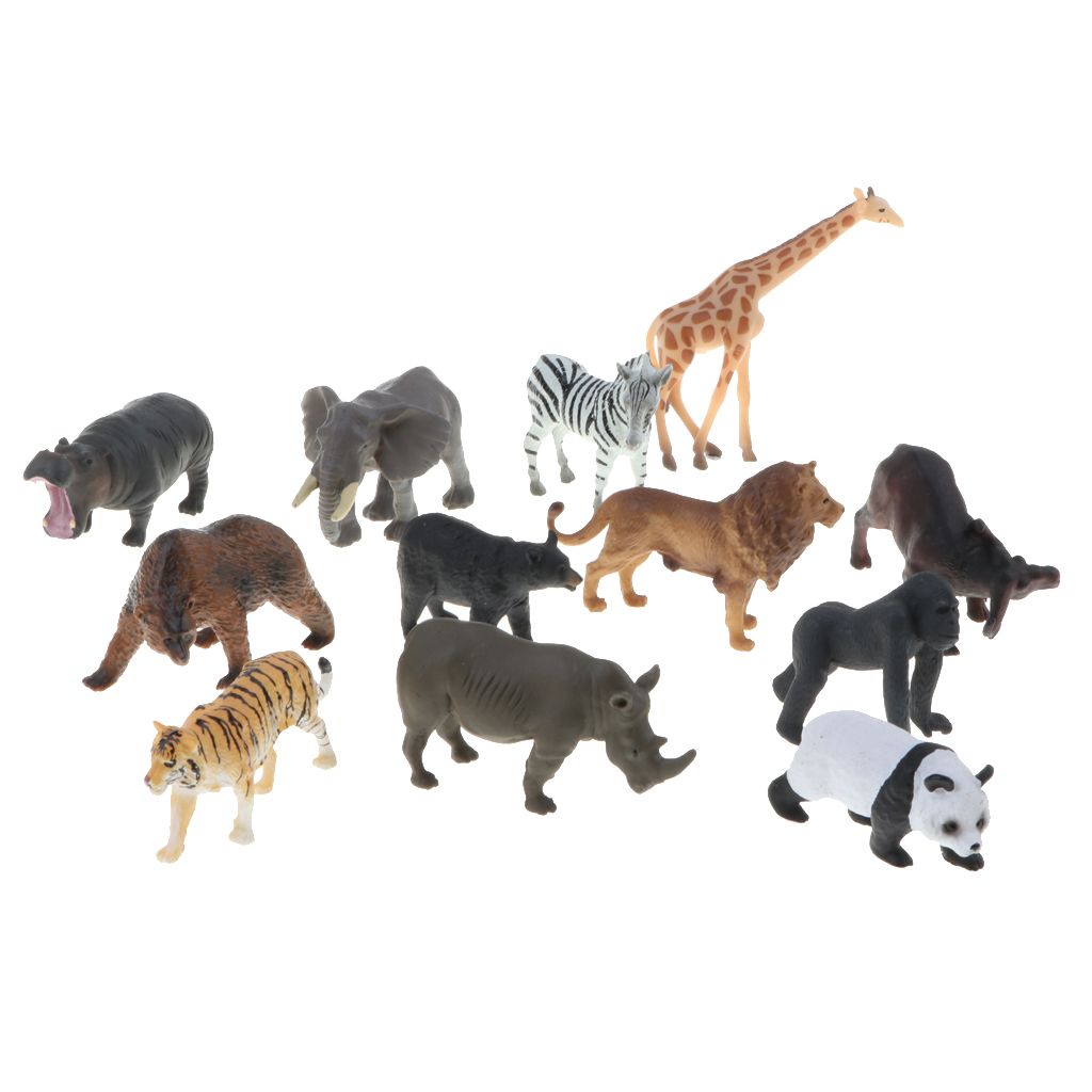 12pcs Kunststoff Zootier Tierfigur Spielfiguren Kinder Party Spielzeug 