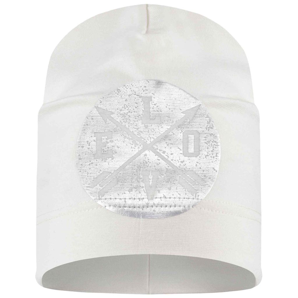 Mütze Übergangsmütze Beanie Mädchen Druck, Schild Silber_Ecru
