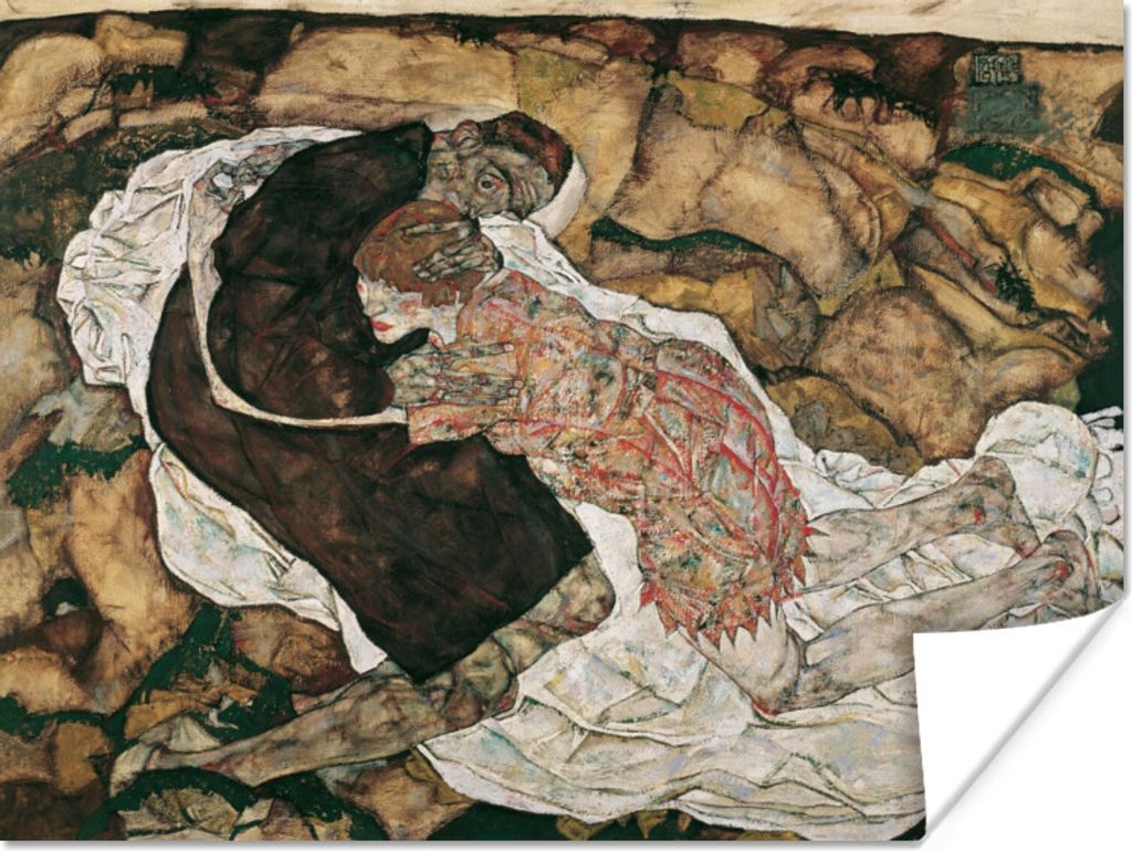 MuchoWow Poster Der Tod und die Jungfrau - Egon Schiele 120x90 cm - Wandbild