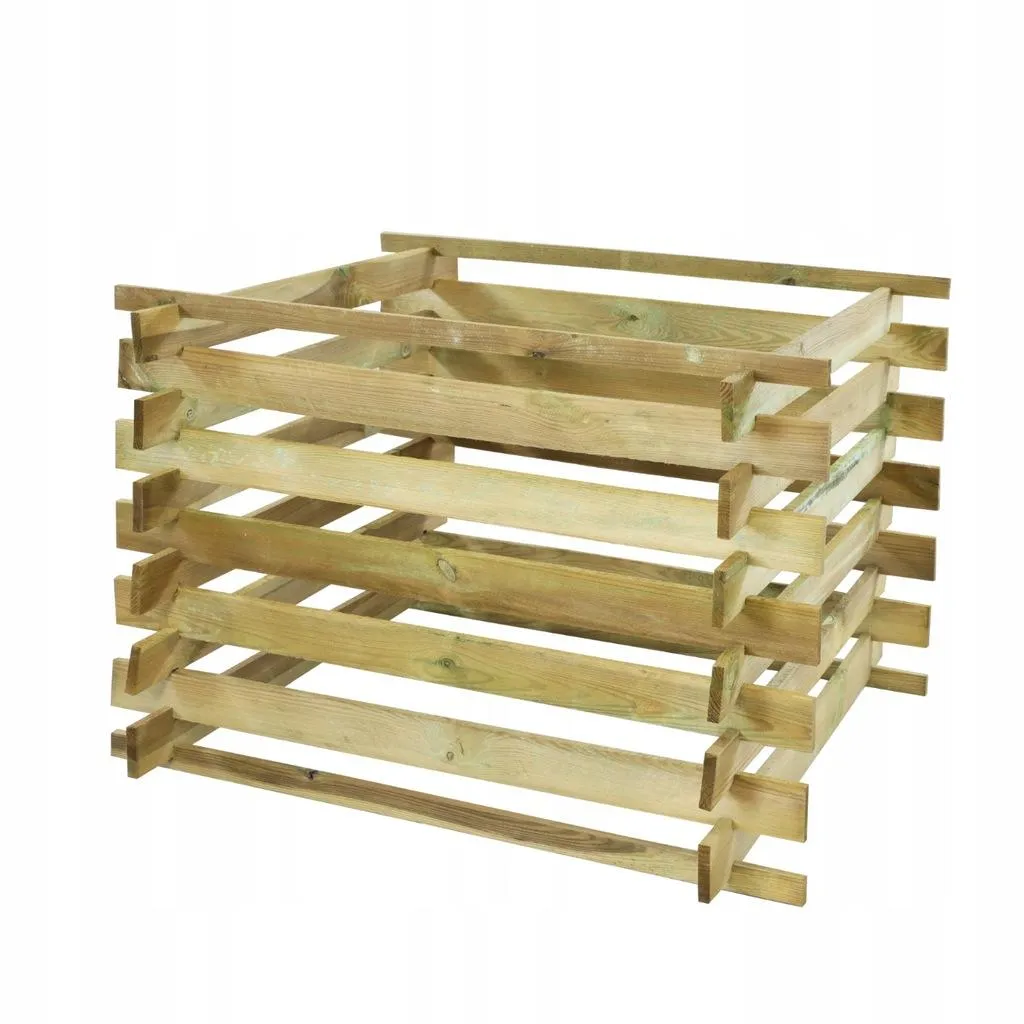 Composteur de jardin en bois pour engrais naturel et protection taupes