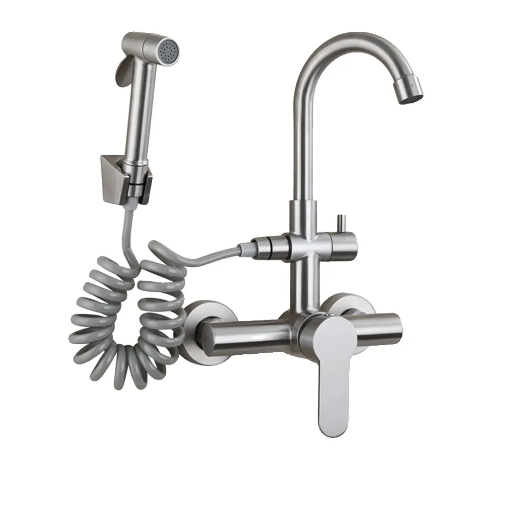 Robinetterie murale de cuisine blanche avec bidet douchette pratique
