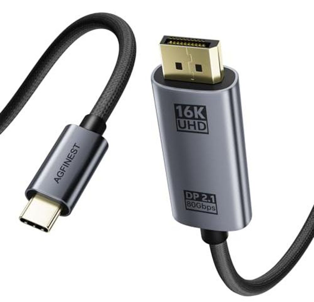 Bidirektional USB-C auf DisplayPort 2.1 Kabel, 80Gbps UHBR20, 16K@60Hz 8K@120Hz 4K@240Hz, VRR HDR Thunderbolt 5/4 Kompatibel mit MacBook Pro, Mac m...