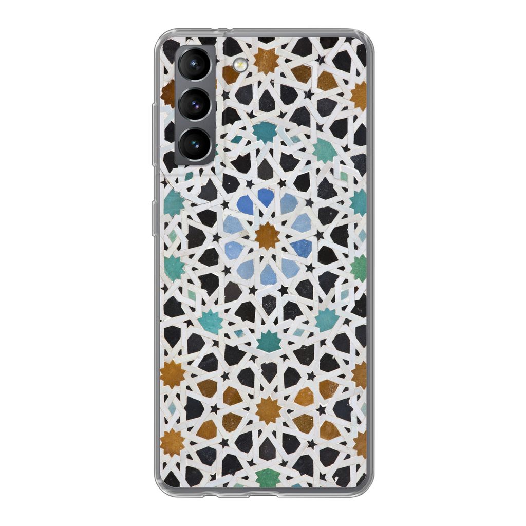 MuchoWow Handyhülle Schutzhülle Hülle für Samsung Galaxy S21 Ein marokkanisches Mosaikdetail Silikon Softcase Handy Hülle - Softcase