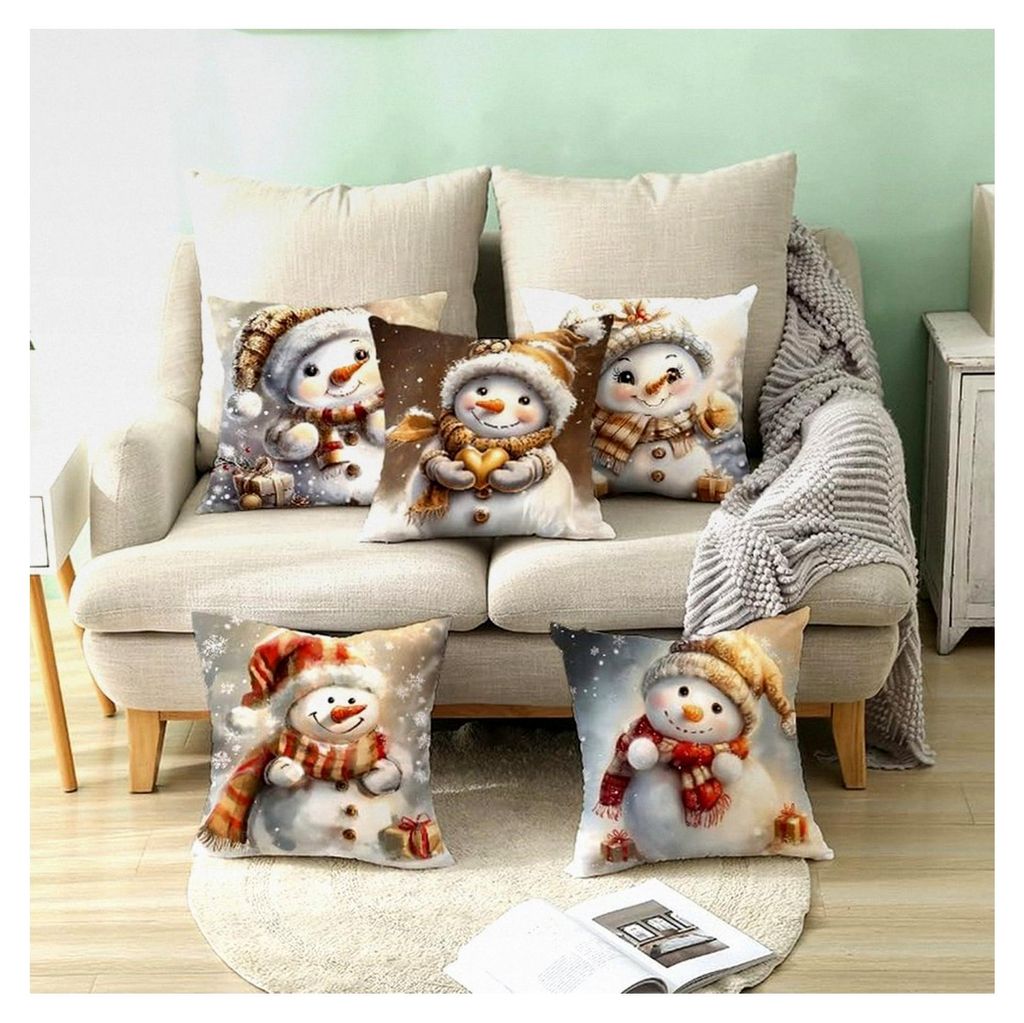 4 Stück Kissenbezug Weihnachten, 45x45cm Samt Zierkissenbezüge für die Weihnachtsdekoration
