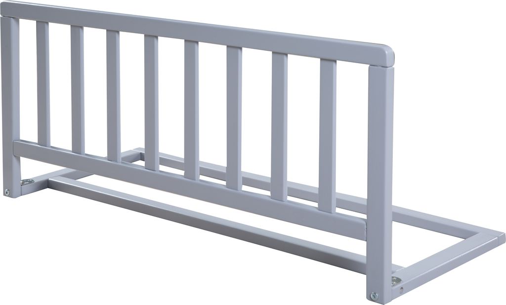 roba Bettschutzgitter 90 cm Länge aus Massivholz, sicherer Rausfallschutz für Babys ab 18 Monaten, Höhe 38 cm, klappbar mit Sicherung, taupe/grau