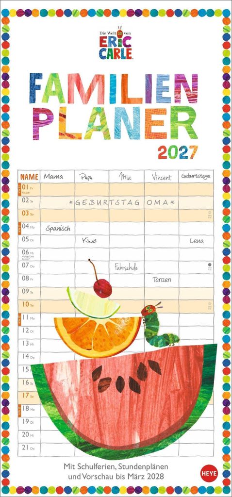 Il bruco mai sazio - Agenda familiare 2027 Immagine del prodotto 