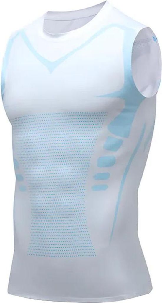Anders ShapeVest Muskelshirt Herren Tanktop Kompression Fitness Trainingsshirt: Weißblau / 4XL