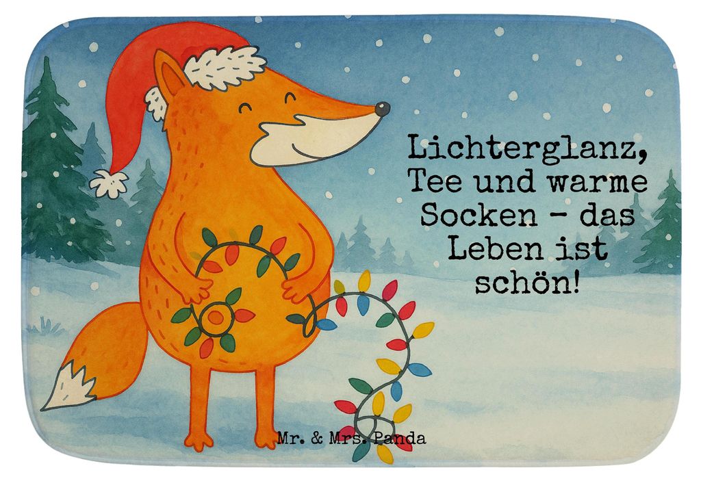 Mr. & Mrs. Panda Badezimmer Matte Fuchs Weihnachten Design - Weiß - Geschenk, Badematte, Badteppich, Winter, Nikolaus, Badvorleger, Badezimmertepp...