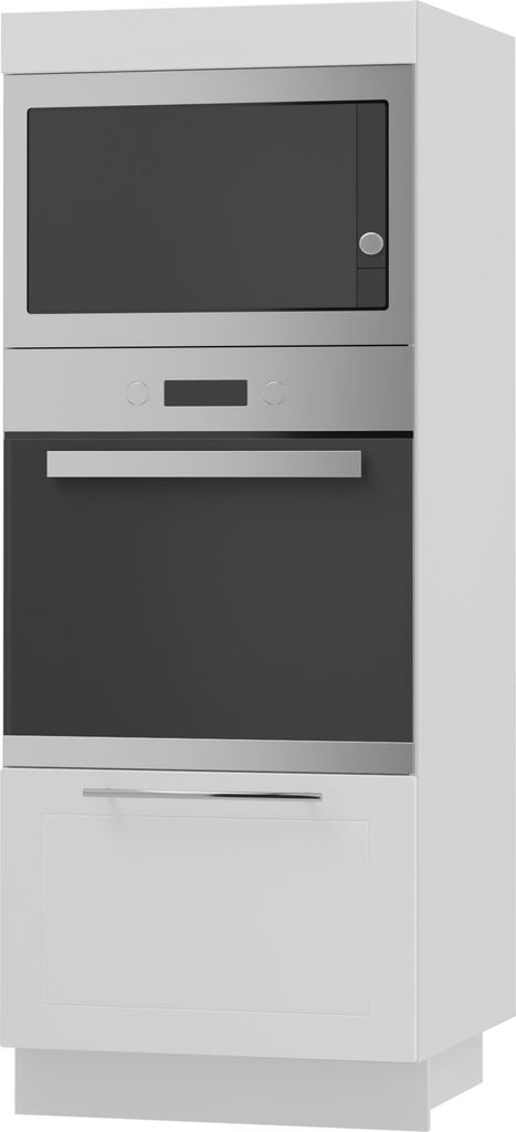 Backofenschrank KVANTUM Teilauszug 60cm Korpus- & Frontfarbe wählbar (Q-D5AM/60/154),weiß matt,weiß