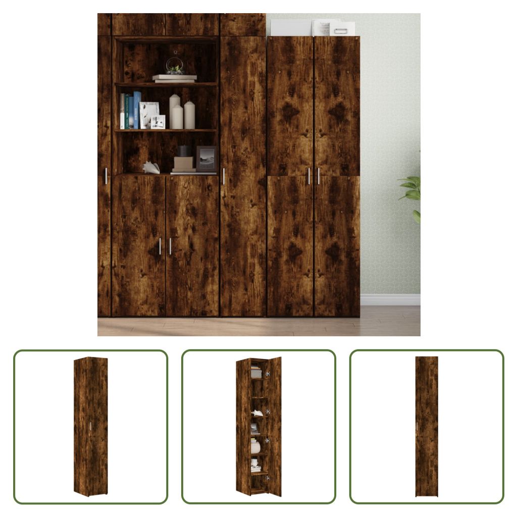 The Living Store Highboard Räuchereiche 30x42,5x185 cm Holzwerkstoff