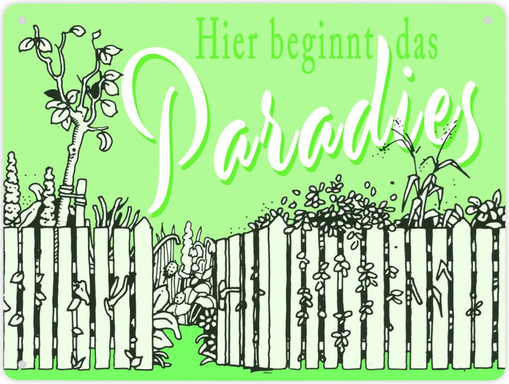 Gartenparadies Metallschild XL in 21x28 cm grün zum Thema Produktbild 