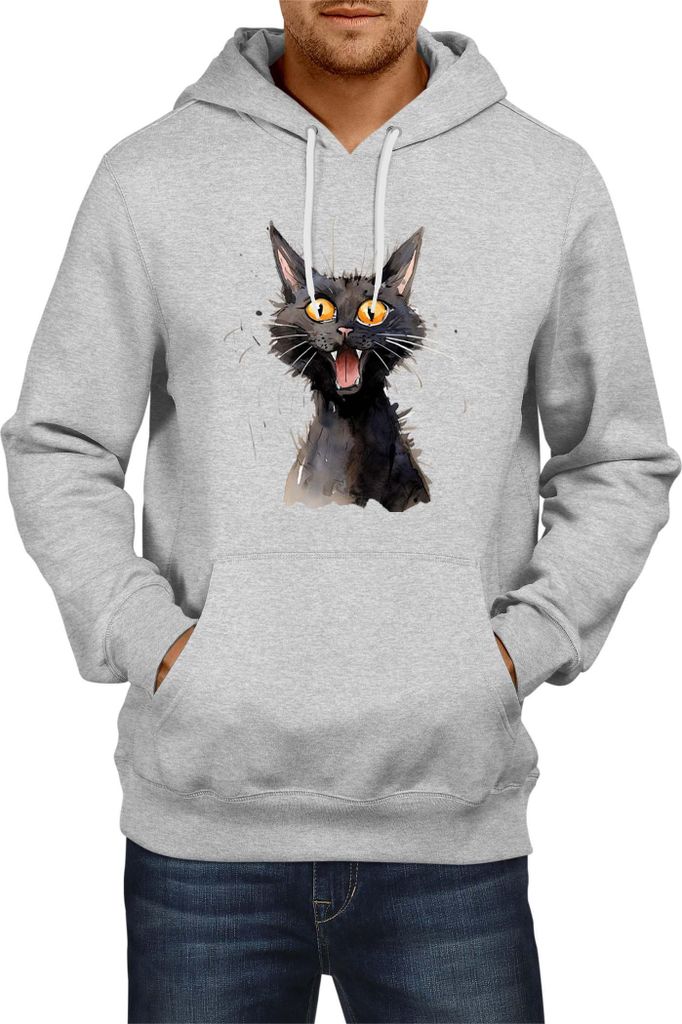 Herren Kapuzenpullover Funny Cats Breeds Mandalay Cat 024, Man M / Grau