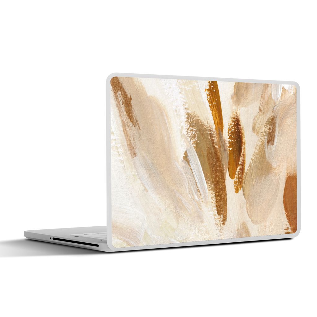 MuchoWow Laptop Aufkleber Sticker Cover Farbe - Weiß - Braun 31x22.5 cm - Laptop-Deko