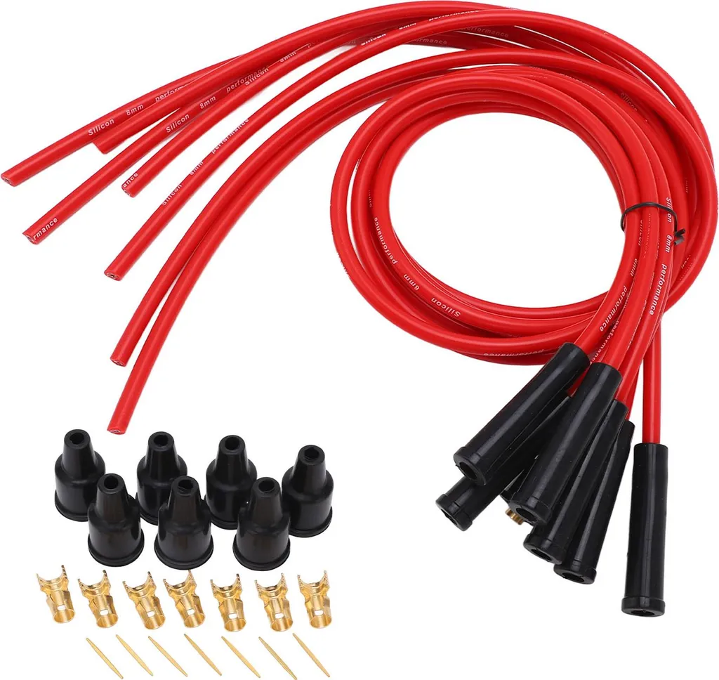 Set Faisceau Allumage Rouge 8mm 1m pour Voitures Classiques 6 Cylindres