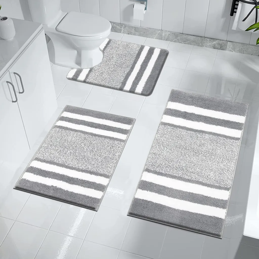 Tapis de bain antidérapant lavable en microfibre douce lot de 3 pièces