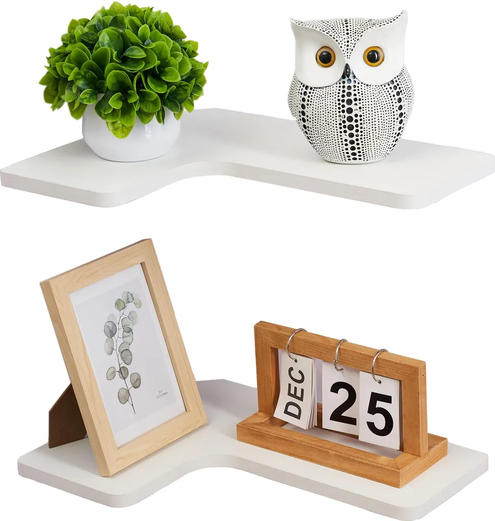 Étagère d'angle pour gagner de la place, bois blanc 40 cm lot de 2