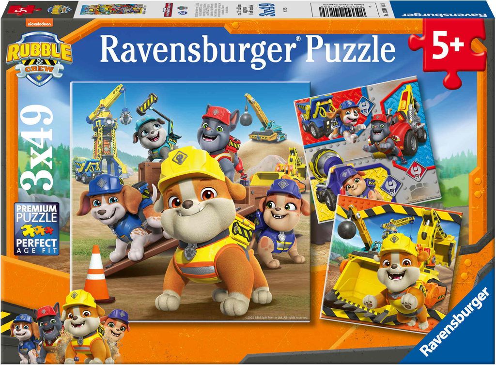 Ravensburger Kinderpuzzle - 12004168 Rubble & Crew - Puzzle für Kinder ab 5 Jahren, mit 3x49 Teilen