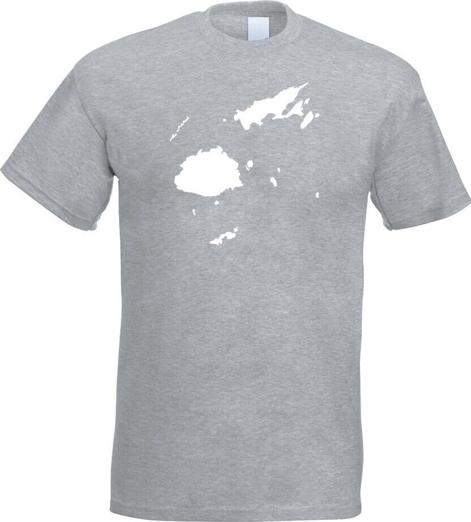 Kiwistar - T-Shirt - Graumeliert - Fidschi Umriss Kontur Herren Funshirt Bedruckt Design Sprüche Spruch Motive - mit Motiv Bedruckt - Funshirt Des...