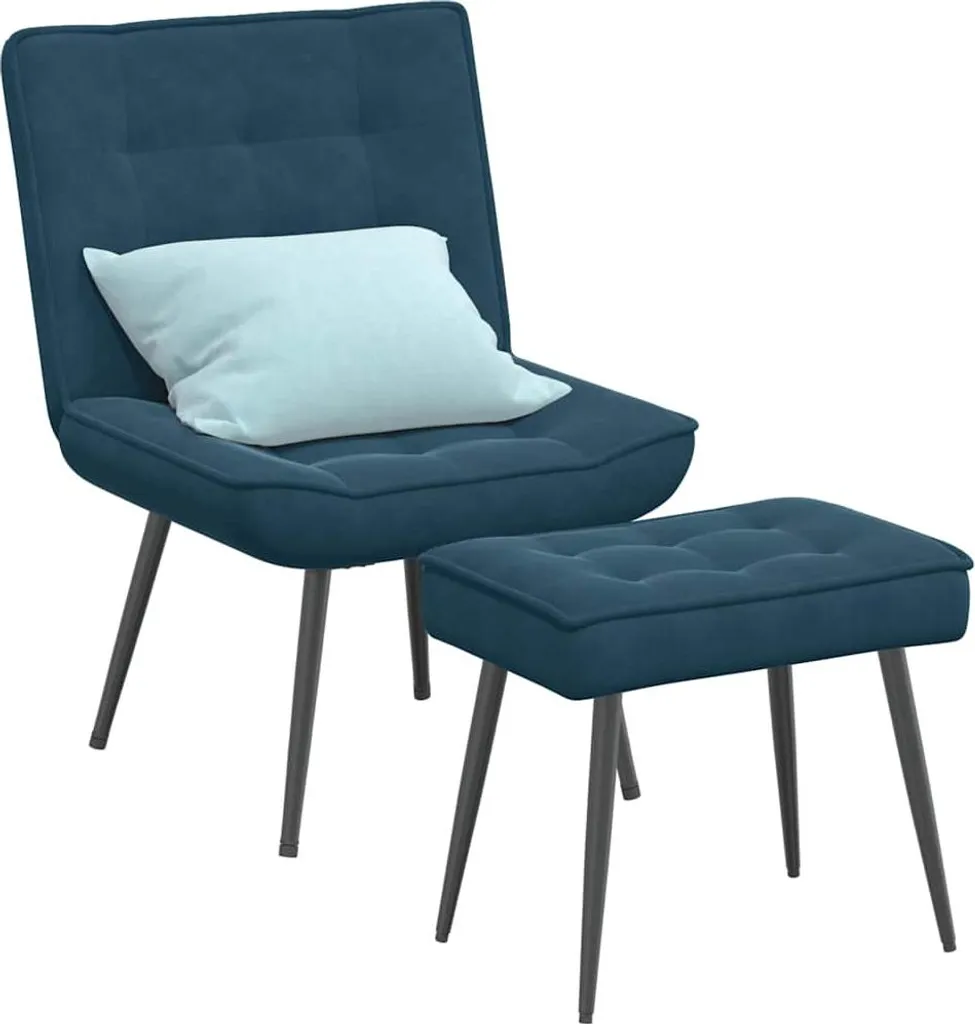 Poltrona Relax Blu Velluto vidaXL con Sgabello | Comfort Salotto Top