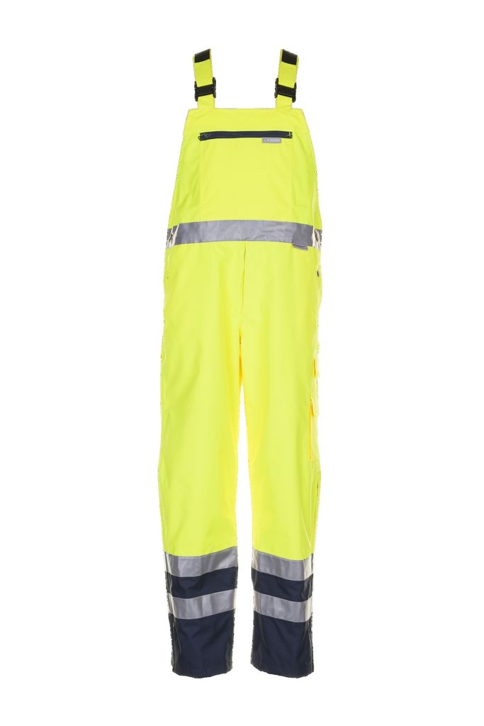 Größe 4XL Herren Planam Warn-/Wetterschutz Regenlatzhose 2-farbig gelb marine Modell 2067