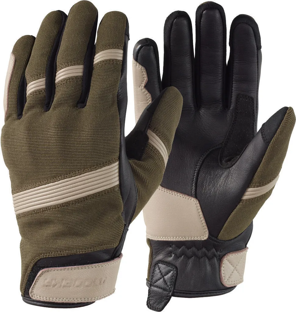 Gants de moto urbains Modeka Sukaya en textile et cuir coloris Kaki