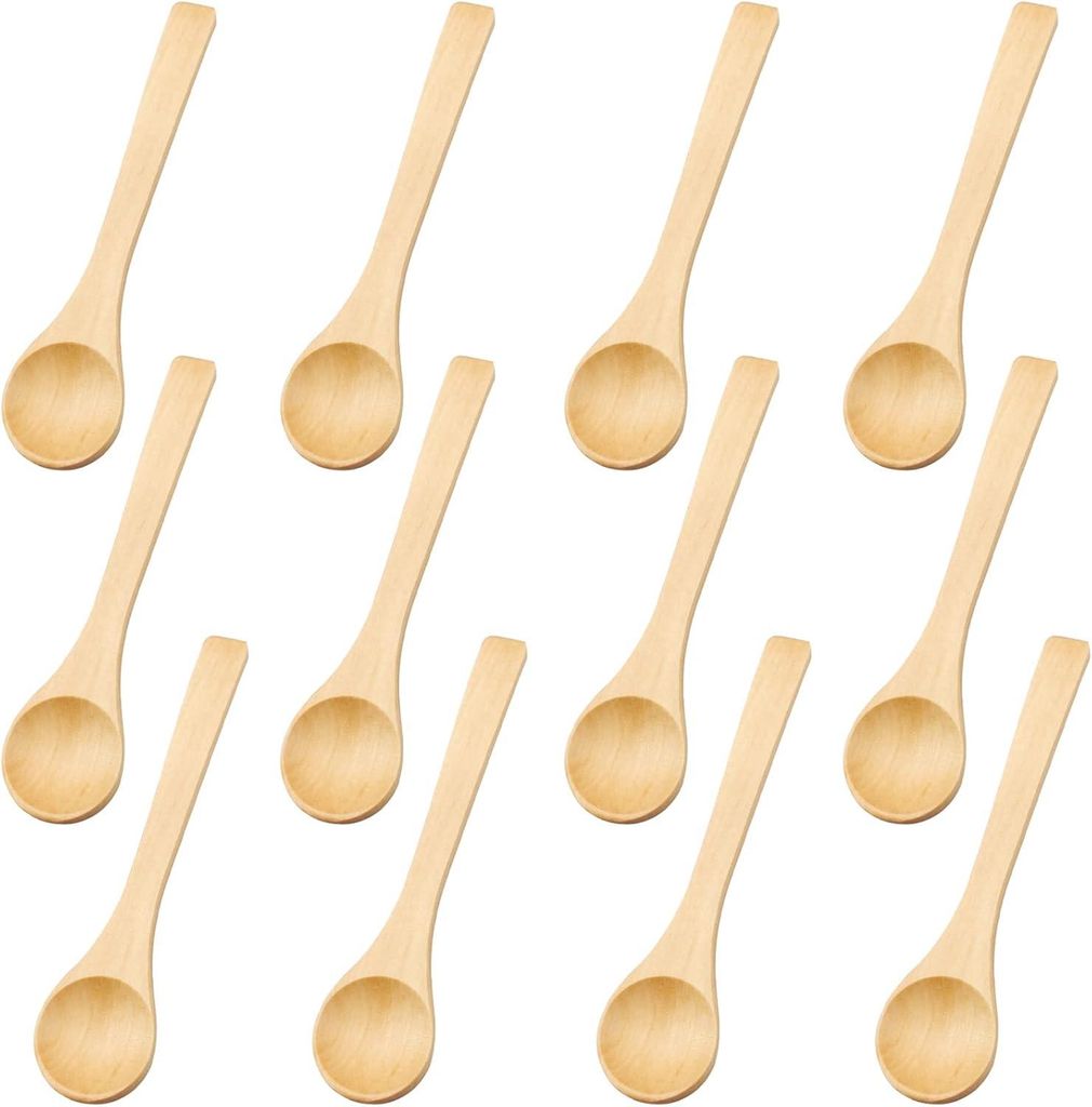 Set mit 12 Holzlöffeln, 13 x 3 cm – für Honig, Gewürze, Kaffee, Tee, Zucker, Marmelade, Eiscreme