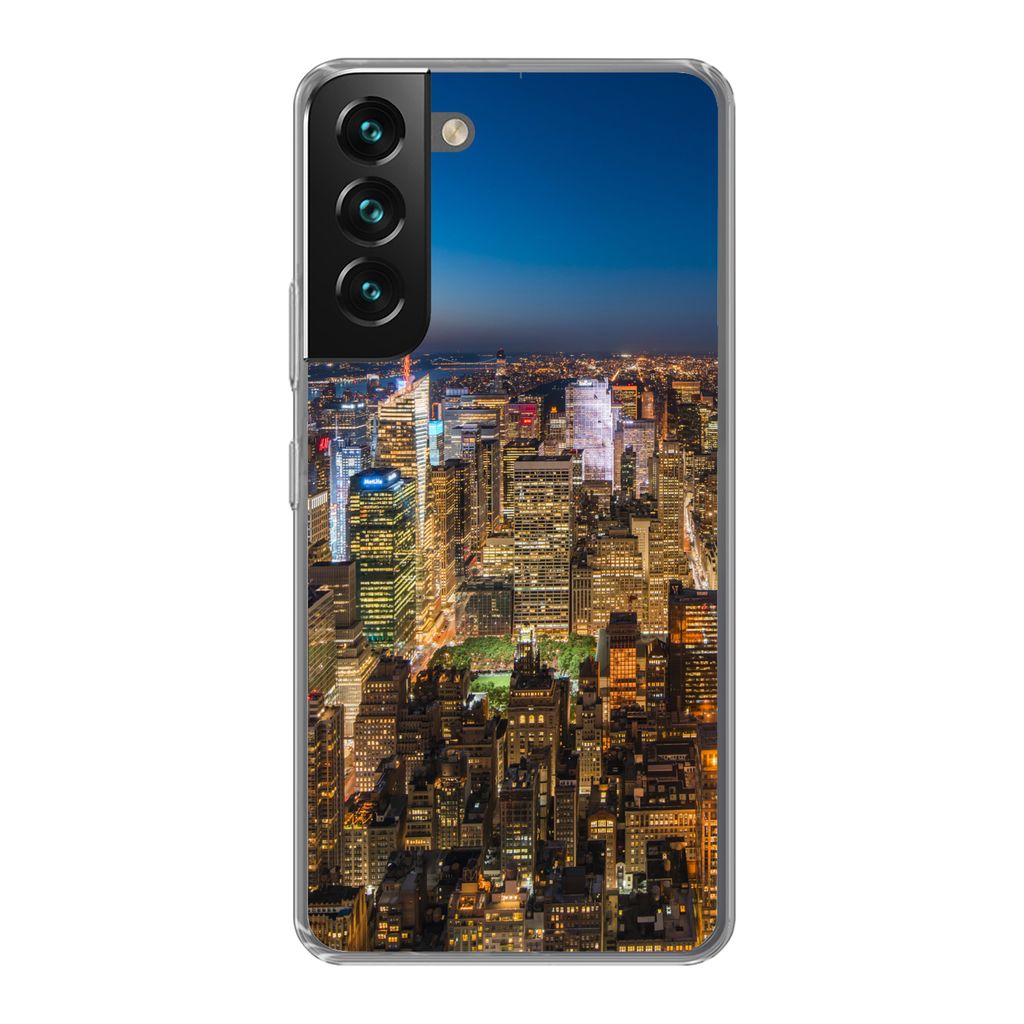 MuchoWow Handyhülle Schutzhülle Hülle für Samsung Galaxy S22 New York - Farben - Nacht Silikon Softcase Handy Hülle - Mobiltelefonhülle