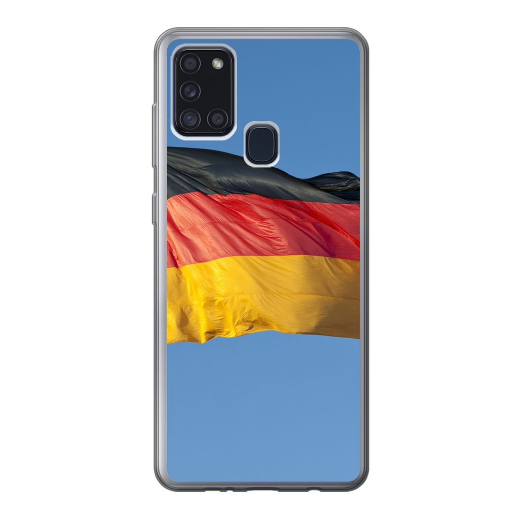 MuchoWow Handyhülle Schutzhülle Hülle für Samsung Galaxy A21s Foto der deutschen Flagge Silikon Softcase Handy Hülle - Hartschale
