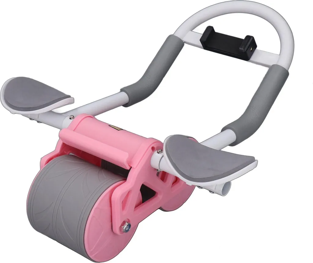 Rullo addominale, cyclette, rimbalzo automatico, con supporto per telefono per donne in gravidanza, rosa