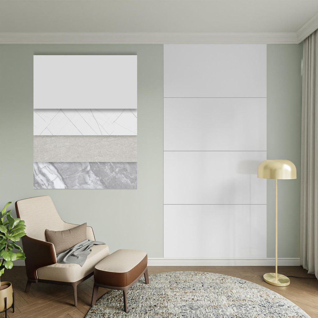 HEXIM Marmorplatten Optik 4er-Set 122×70cm Matt & Glänzend Kunststoff Innen & Außenbereich Granit Steinoptik - Duschrückwand Küchenrückwand W...