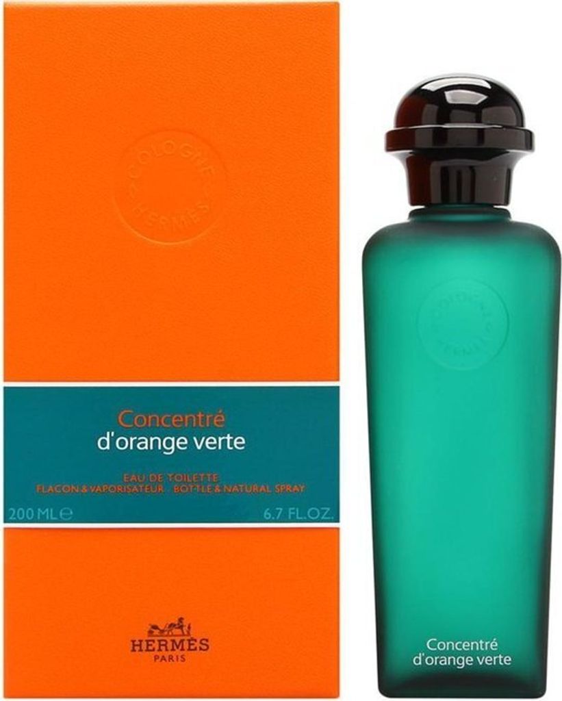 A perfume bottle and its packaging are displayed against a white background.