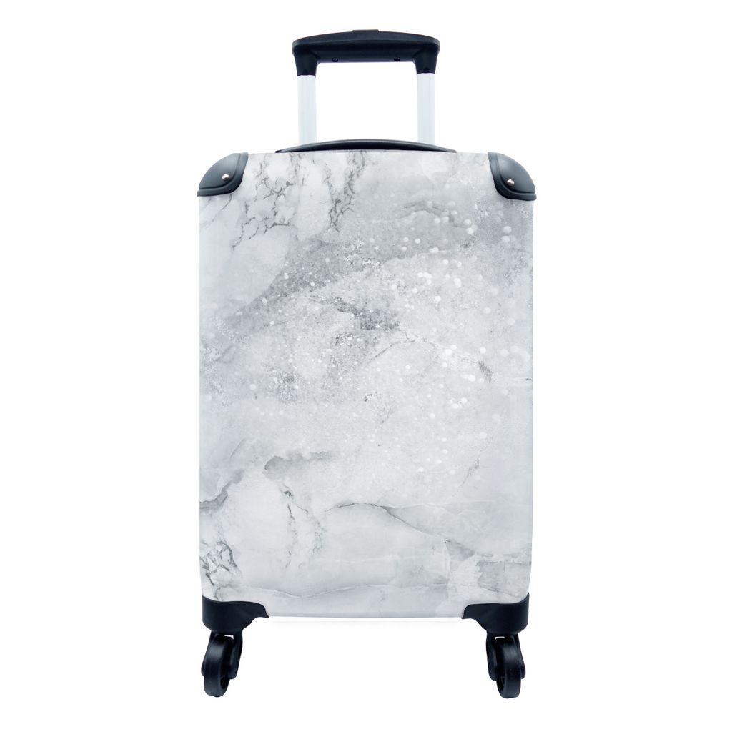 MuchoWow Koffer Handgepäck Trolley Rollkoffer Kleine Reisekoffer mit 4 Rollen - Marmor - Glitzer - Adern - Cabin Size < 55x40x23 cm & 55x40x20 c...