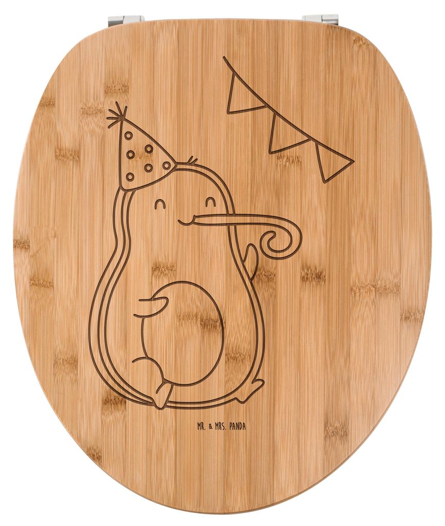 Mr. & Mrs. Panda WC Sitz Avocado Party Zeit - Transparent - Geschenk, Geburtstag, WC-Brille, Happy Birthday, Aus Holz, Toilettendeckel, Glücklich,...