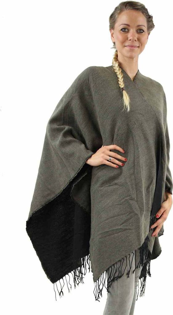 Antonio Wohlfühl-Poncho Damen Winter Taupe