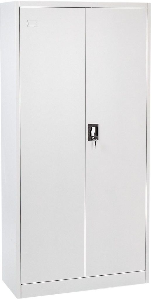 BELIANI Büroschrank Weiß Metall 40 x 90 x 184 cm mit 2 Türen Abschließbar 5 Fächer Metallschrank Spindschrank für Wohnzimmer Schlafzimmer Flu...