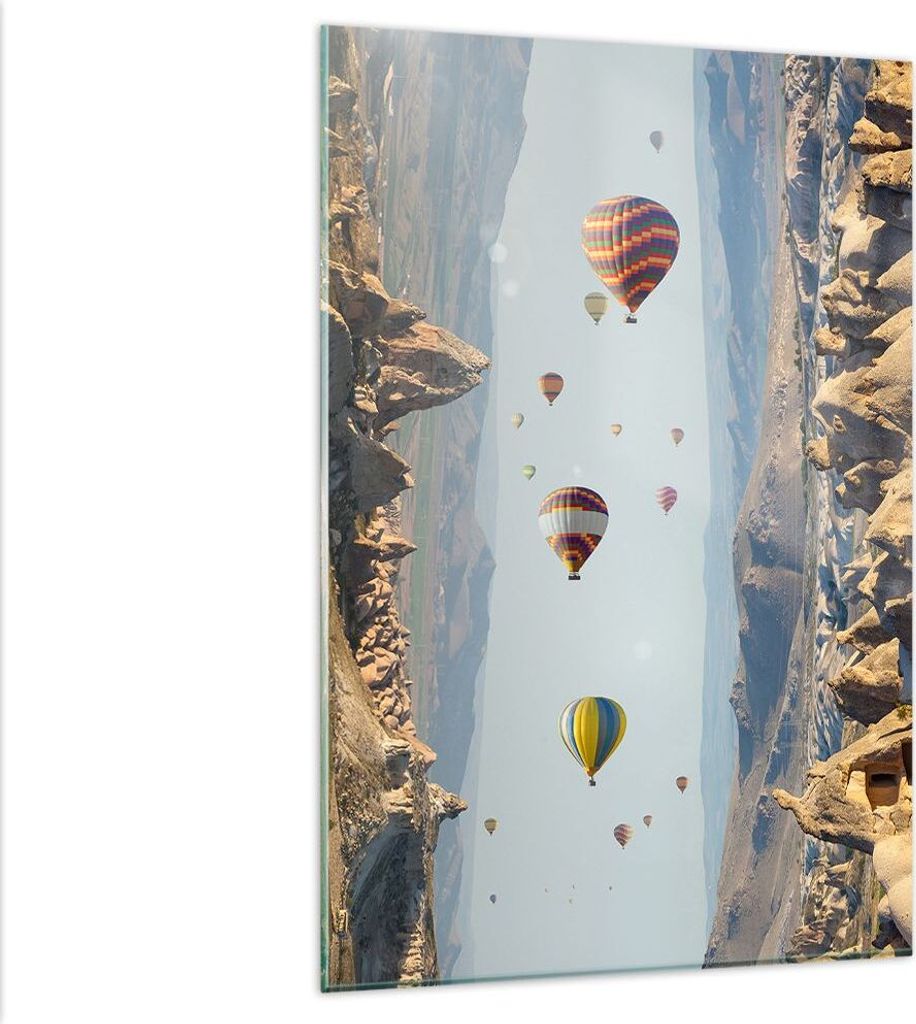 Bilder auf glas - Einteilig - Surrealismus Flug Luftballons - 80x120cm - Glasbilder - Wandbilder - Bilder - Wanddekoration aus Glas - Glas Bilder -...