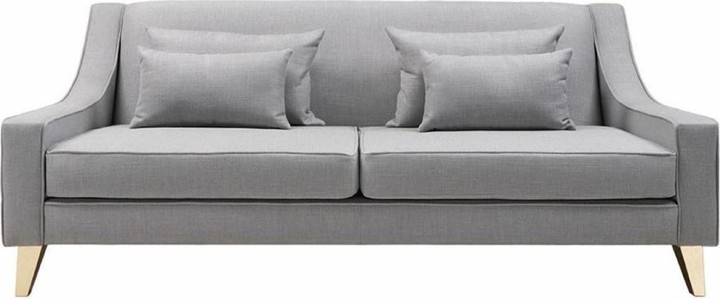 Casa Padrino Luxus Neoklassik Sofa Grau / Gold 202 x 94 x H. 85 cm - Wohnzimmer Sofa - Hotel Sofa - Wohnzimmer Möbel - Hotel Möbel - Luxus Möbel...