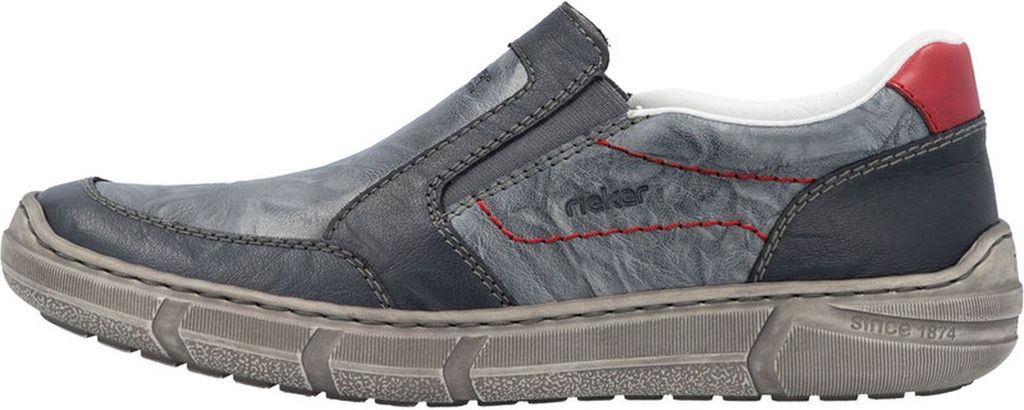 Rieker Herren Slipper Halbschuh aus Leder mit weicher Decksohle 04052, Größe:41 EU, Farbe:Blau