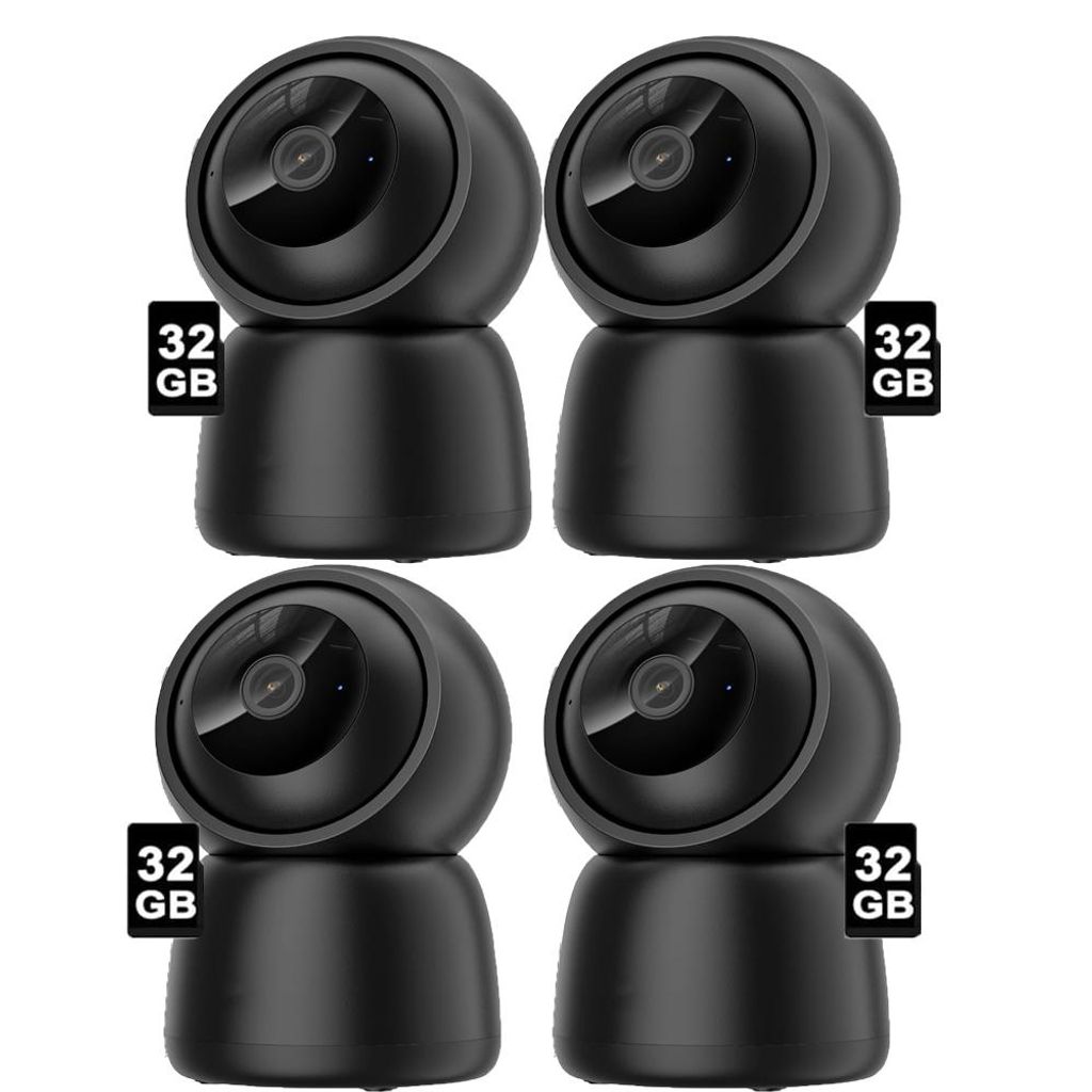 Überwachungskamera Innen 3MP,WLAN Kamera Überwachung Innen mit 360° PTZ, Auto Tracking 4pcs mit 32GB Speicher Karte