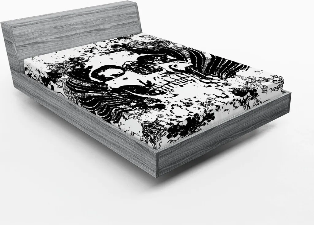 Drap-housse 180x200 cm thème horreur et crâne pour literie de style sombre