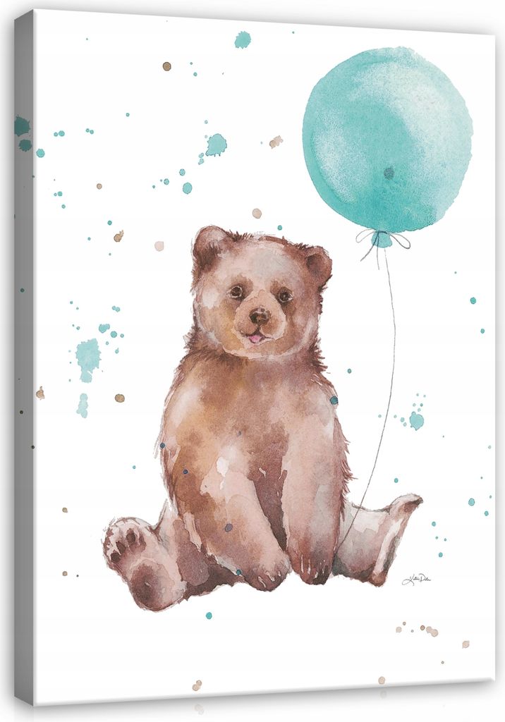 Leinwandbild Kinderzimmer Tiere Bär 100x70 cm Mädchen Kinder Kinderbilder XXL Canvas Wandbilder Kunstdruck Wand Bild auf Leinwand Bilder Aufhäng...