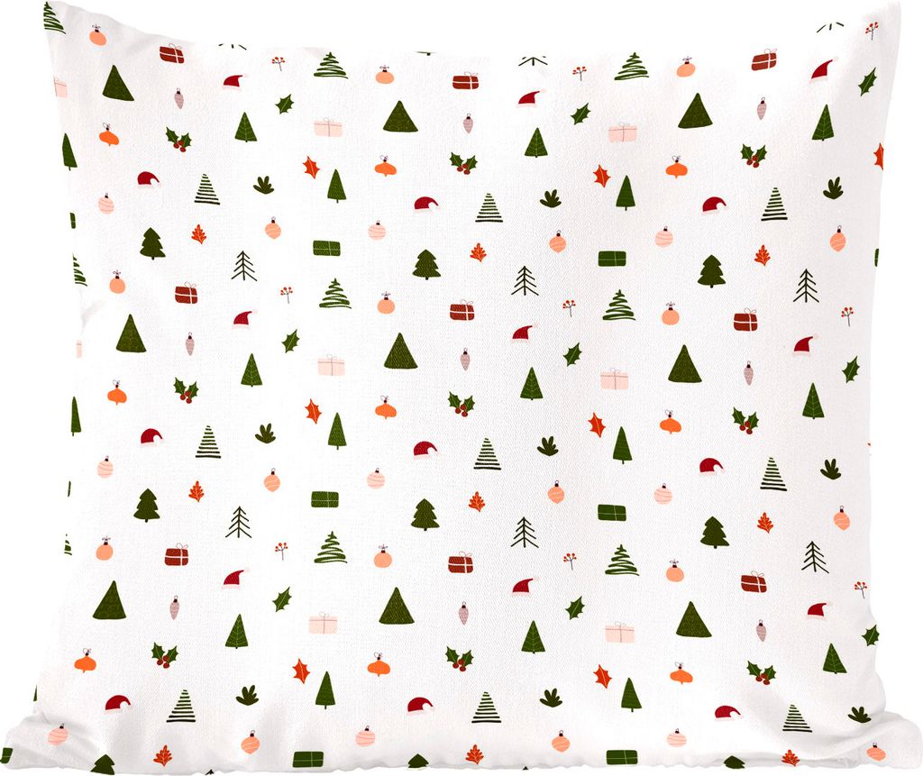 MuchoWow Zierkissen Sofakissen Wohnzimmer Dekokissen 60x60 cm Winter - Muster - Weiß - Sitzfläche - Foto Polster