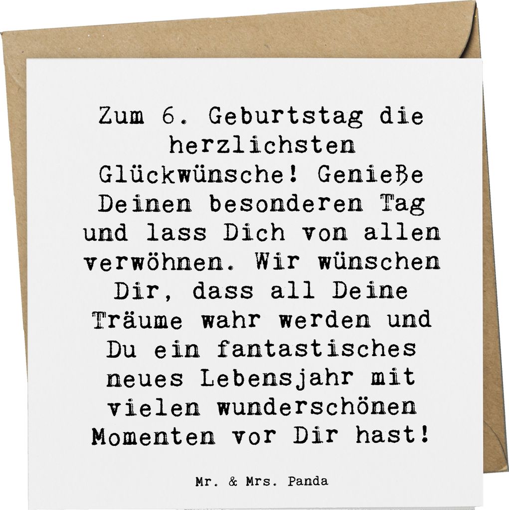Mr. & Mrs. Panda Grußkarte Spruch 6. Geburtstag - Weiß - Produktbild 