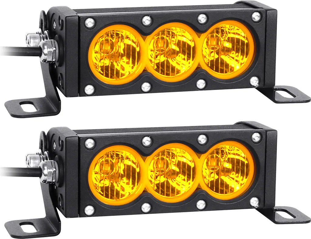 Bande LED de Chantier Jaune 30W IP68 - Éclairage de Sécurité 2x6 Pouces