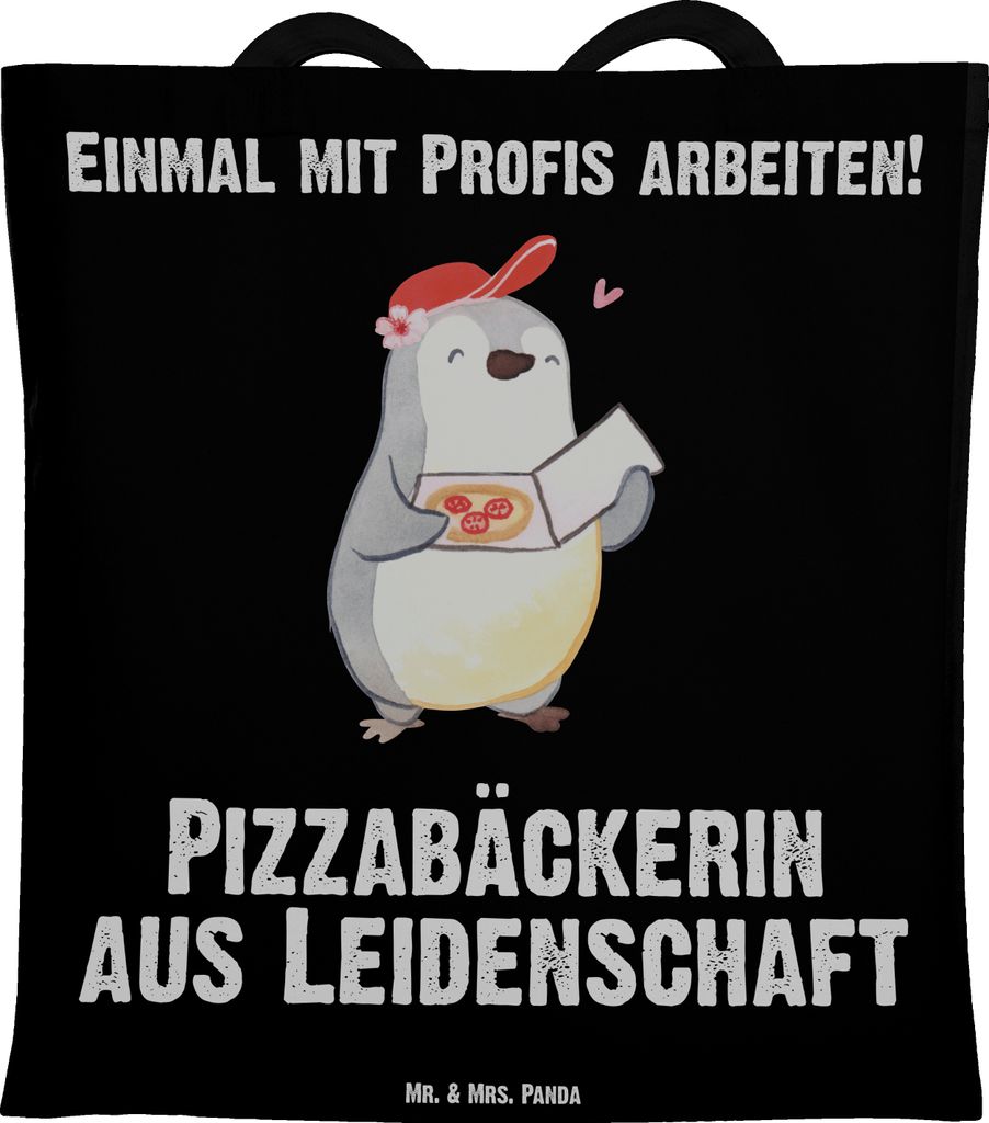 Mr. & Mrs. Panda Tote Bag Pizzabäckerin Leidenschaft - Schwarz - Geschenk, Spruch, Beutel, Tragetasche, Laptoptasche, Lustig, festival tasche, Wit...