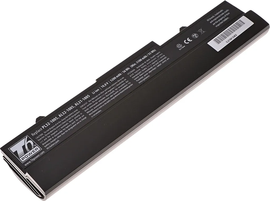 Batteria T6 Power per Asus Eee PC 1005HA, Li-Ion, 10,8 V, 5200 mAh (56 Wh), nero - 2