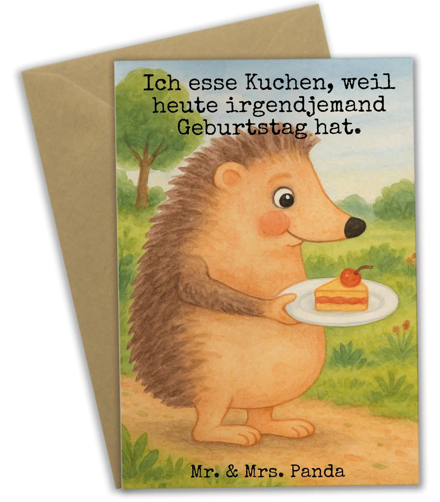 Mr. & Mrs. Panda Grußkarte Igel Kuchenstück Design - Weiß - Geschenk, hochzeitskarten, Kuchen Backen, osterkarten, Lustige Sprüche, weihnachtsk...