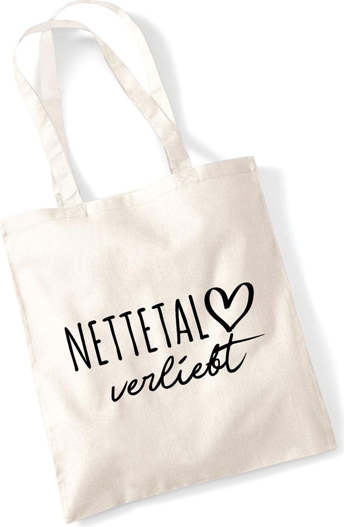 Huuraa Jutebeutel Nettetal verliebt 10 Liter Natural Baumwolle Tasche Geschenkidee