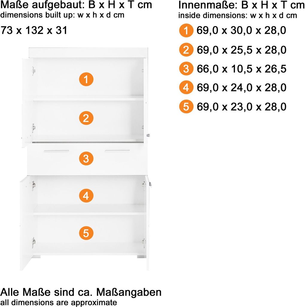 trendteam Bad Stauraumelement Amanda Weiß Melamin/Weiß Produktbild 5