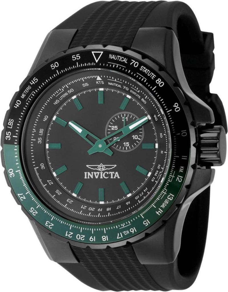 Invicta Aviator 49731 Herren uhr - Wasserdicht - Analog - Quarzuhrwerk - Edelstahl mit schwarzen zifferblat - 50mm